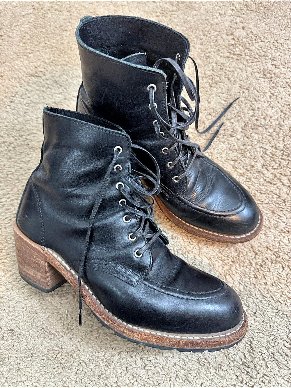 Red Wing Clara Heritage #3405 Leather Lace-Up Heeled Boots Black US 8 1// B